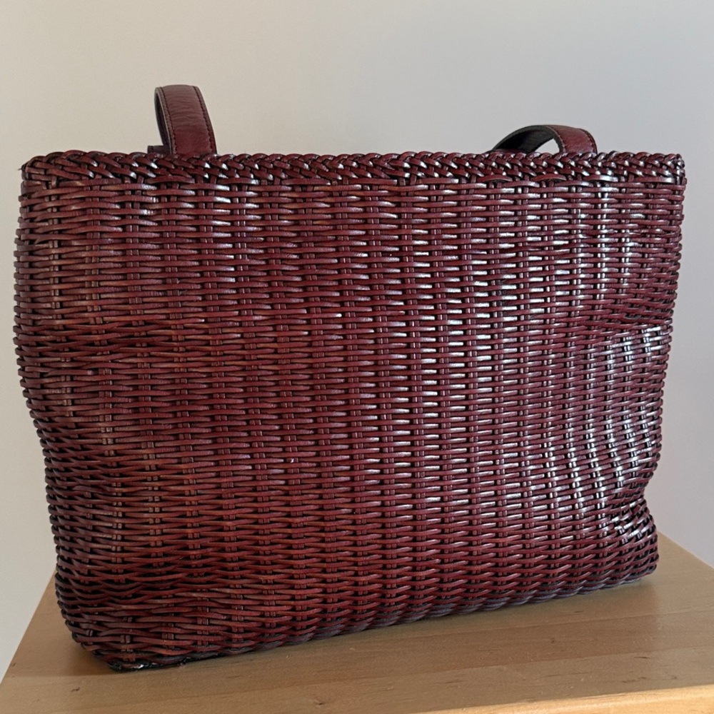 FOSSIL Brown Leather Woven Shoulder Bag